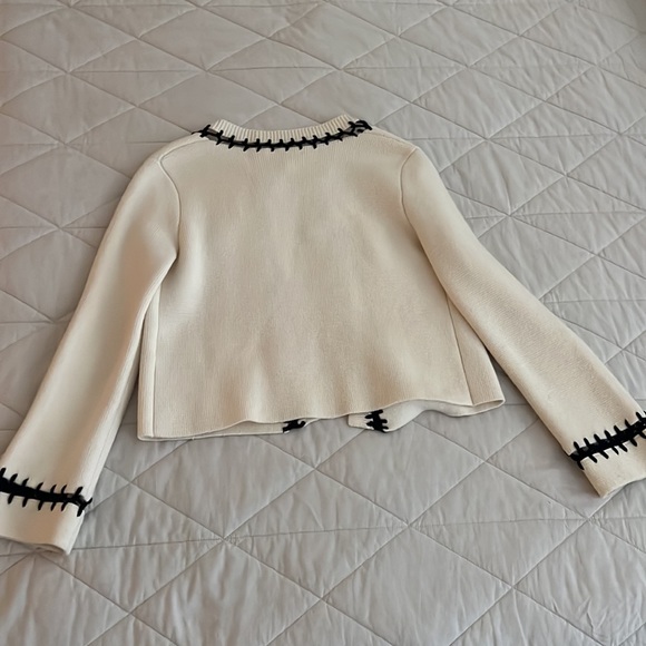 Maje Cream Knit Jacket with Black Detailing size 1 / small - Picture 8 of 16